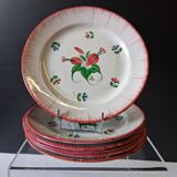 6 antique flat plates in earthenware in good condition.