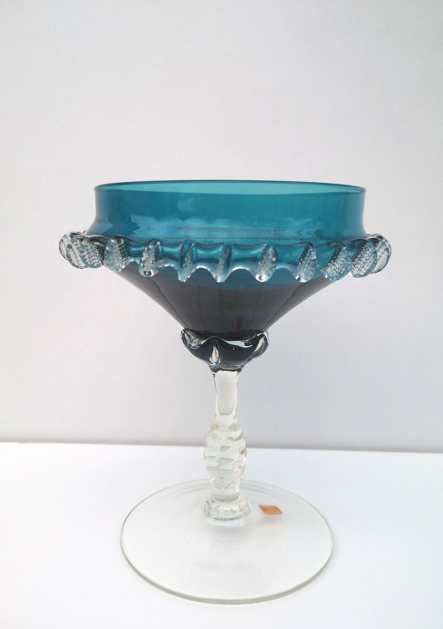 Coupe vintage sur pied en verre, italie