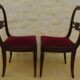 2 stylish solid wood chairs with red velvet fabric seats