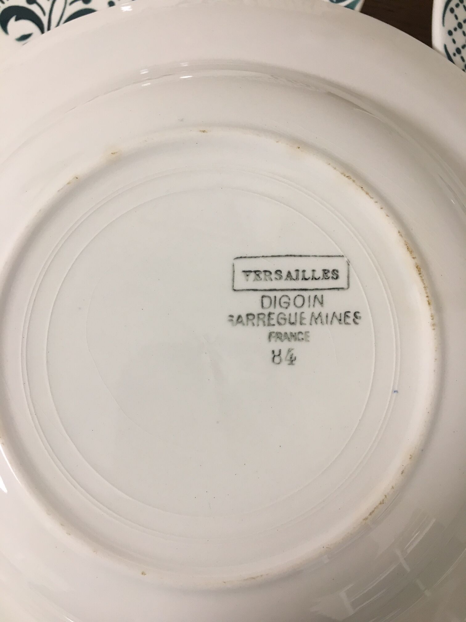 6 hollow plates Digoin Sarreguemines Model "Versailles"