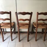 Wooden and straw chairs
