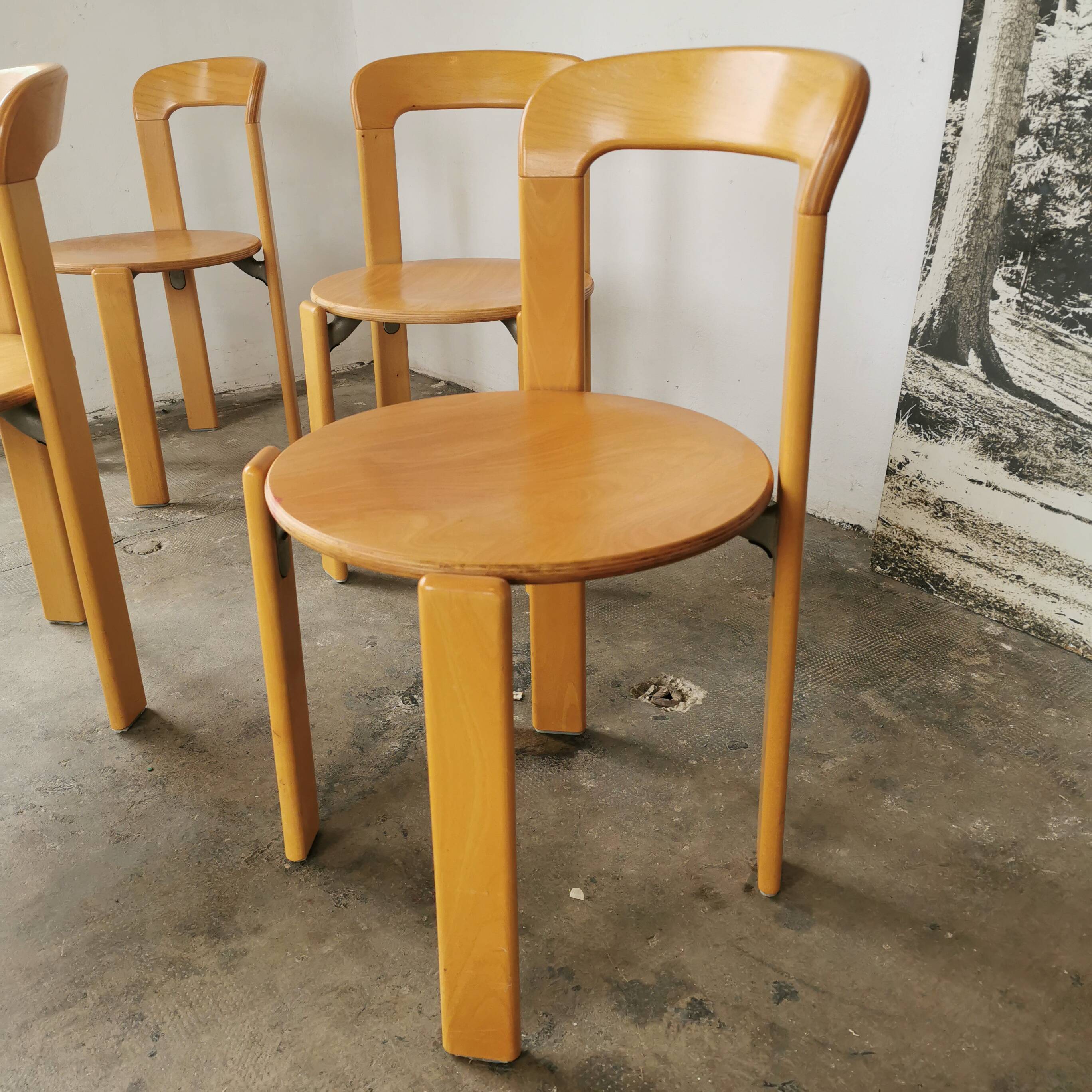 Set of 4 Rey chairs by Bruno Rey for kusch and CO
