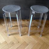 Set of 2 transparent plexi bar stools 65cm