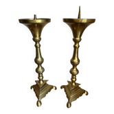Pair of antique brass virgin spikes