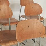 Set of 8 metal and wood school chairs  
Former Czechoslovakia 1960