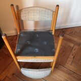 Lot of 4 chairs in beech and beige tweed fabric 60