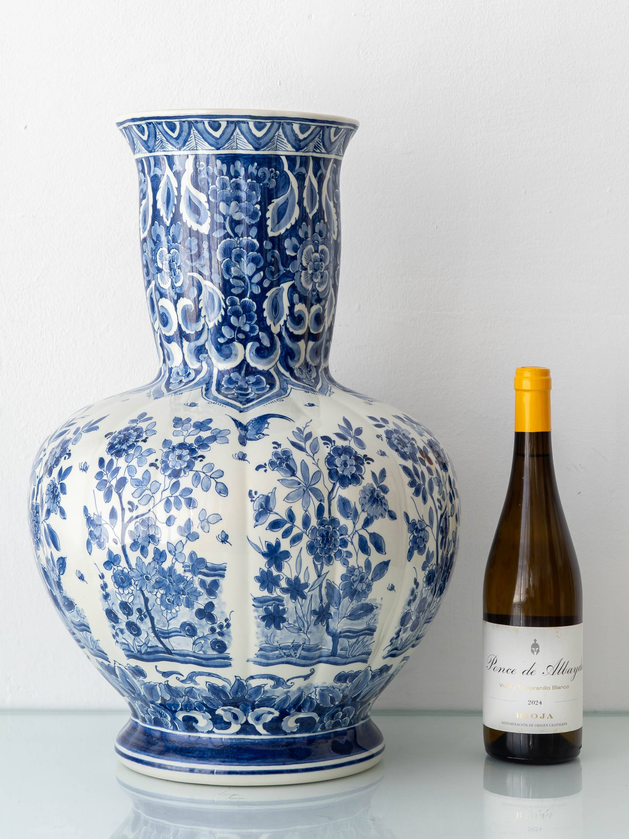 Delftware Floor Vase, Blue and White Chinoiserie by Plateelbakkerij RAM