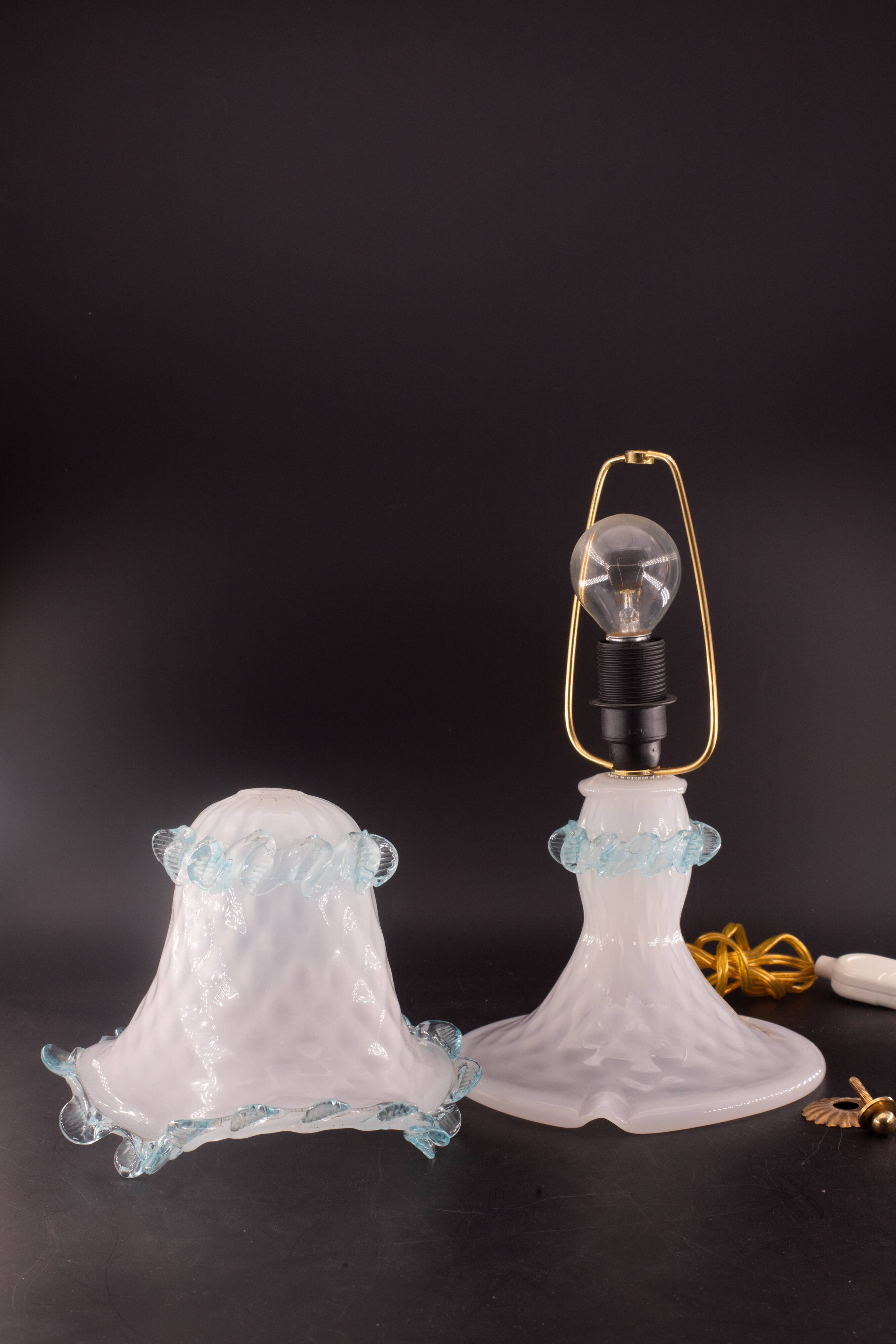 Petite Murano Blu and Trasparent Bubble Glass Table Lamps