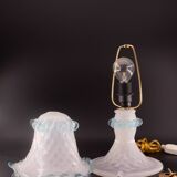 Lampe de table en verre de Murano blanc et bleu, Italie 1970