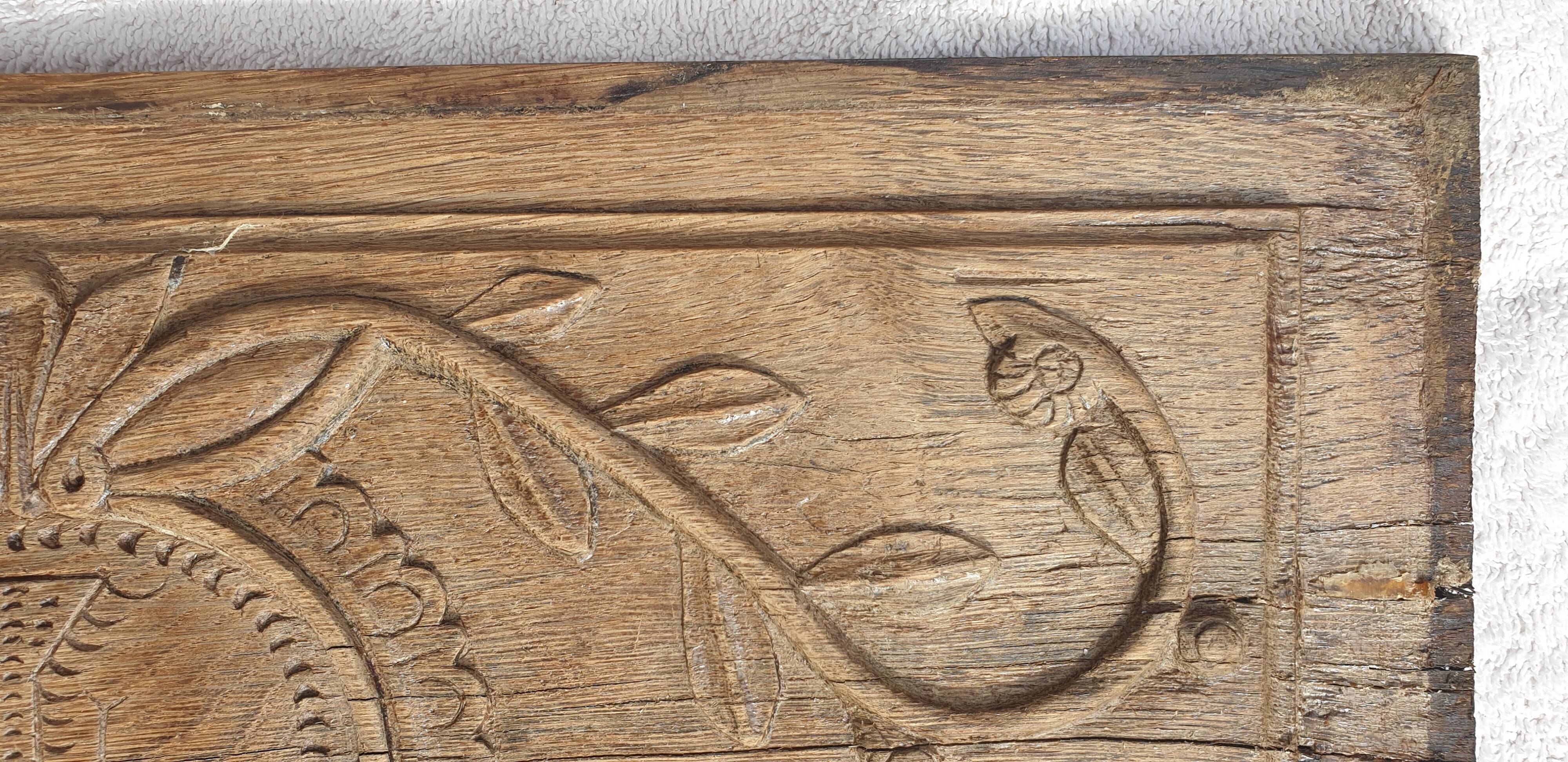 18th century carved wooden plaque bas-relief panel