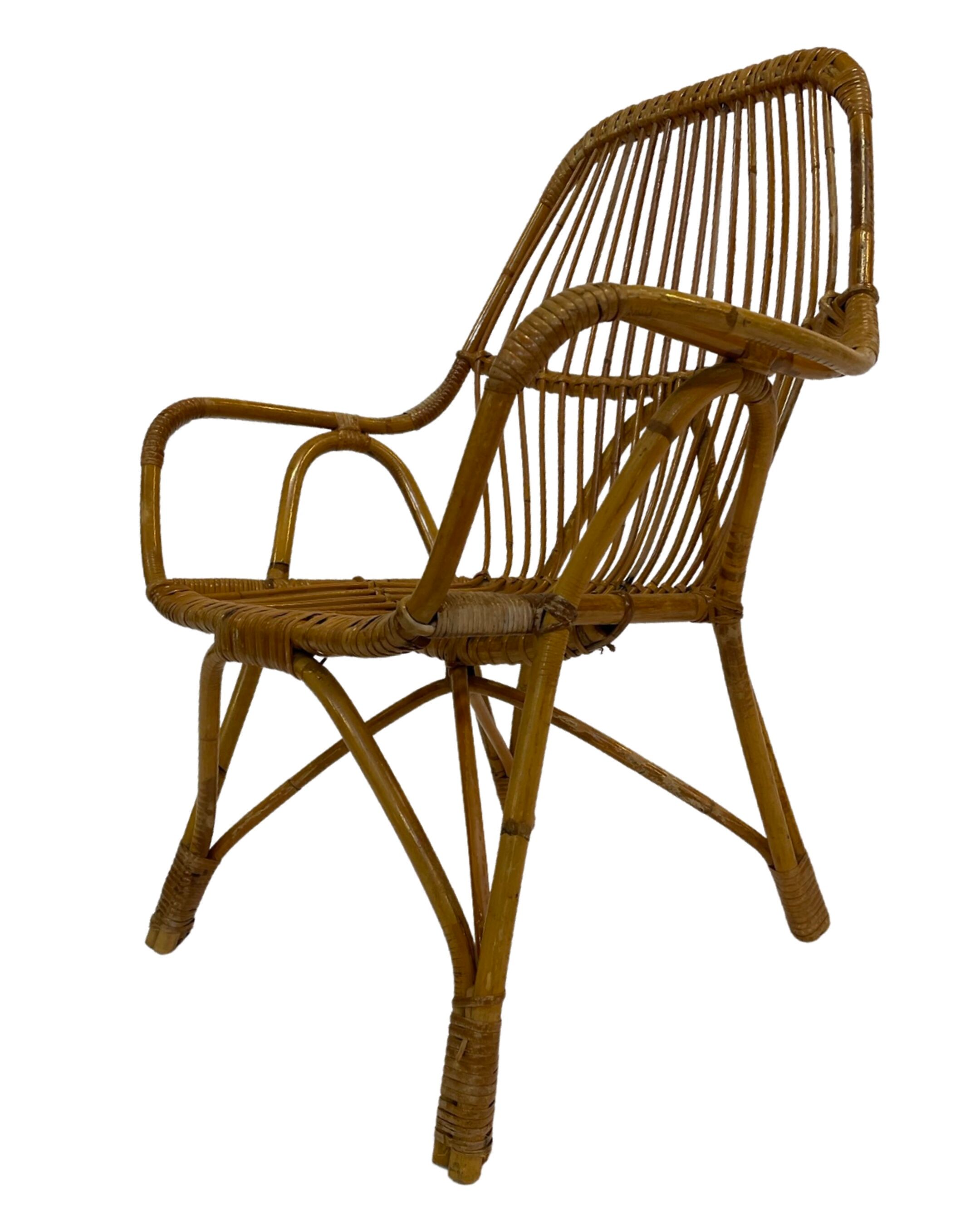 Rattan easy chair by Dirk van Sliedregt Rohe Noordwolde 1960 in the Netherlands
