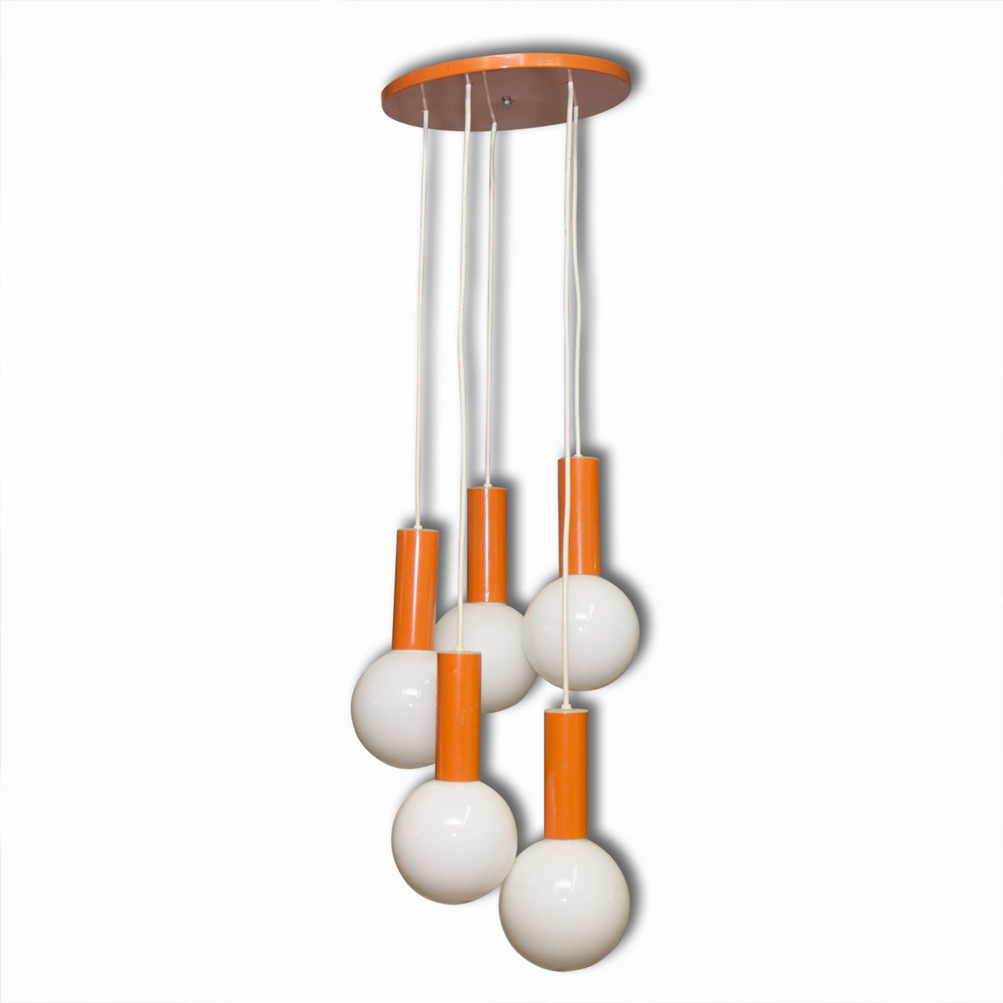Suspension vintage with five blind Milky glass 1960 / 70s Czechoslovakia