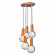 Suspension vintage with five blind Milky glass 1960 / 70s Czechoslovakia