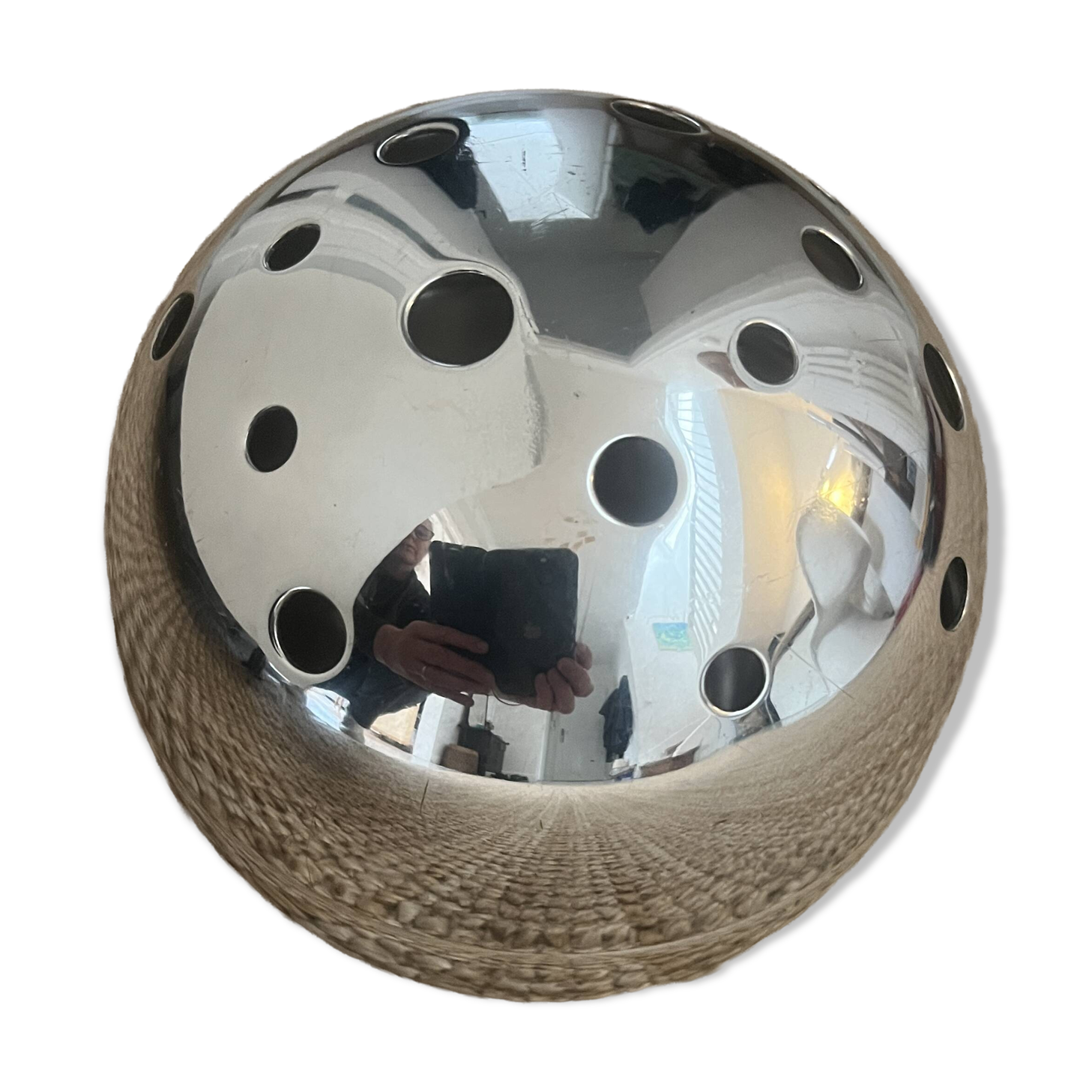 Christofle-Gio Ponti silver ball vase/flower holder