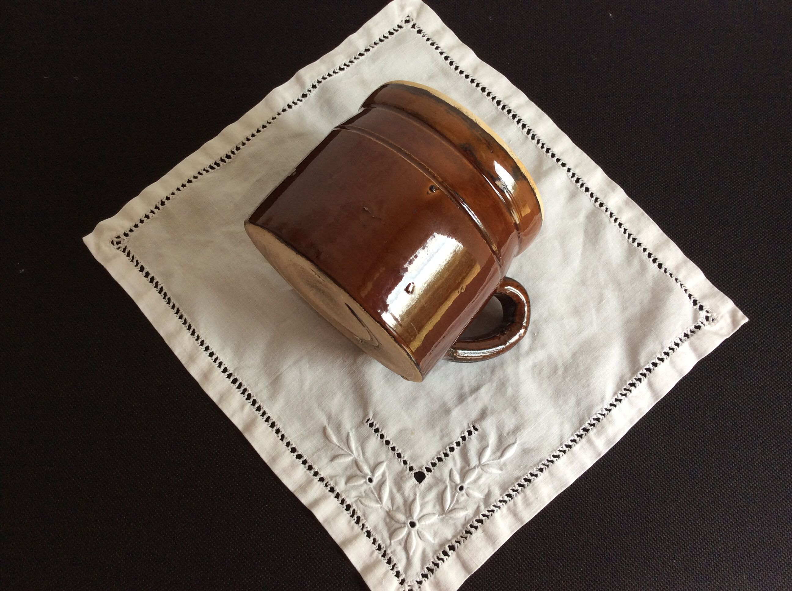 Old glazed creamer brown