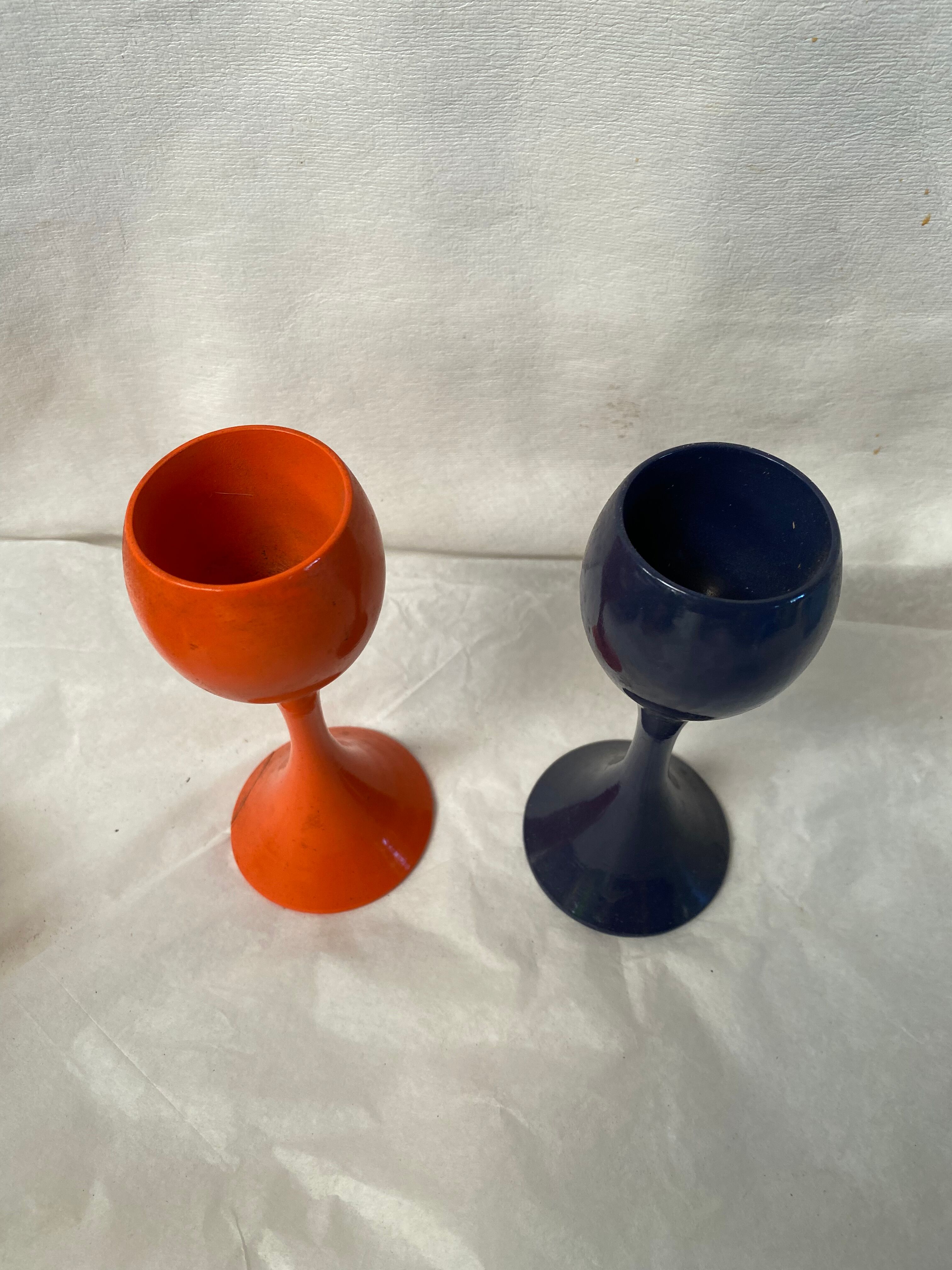 Pair of vintage coquetiers wood Philippe Capelle