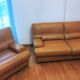 Camel leather armchair MARWAY