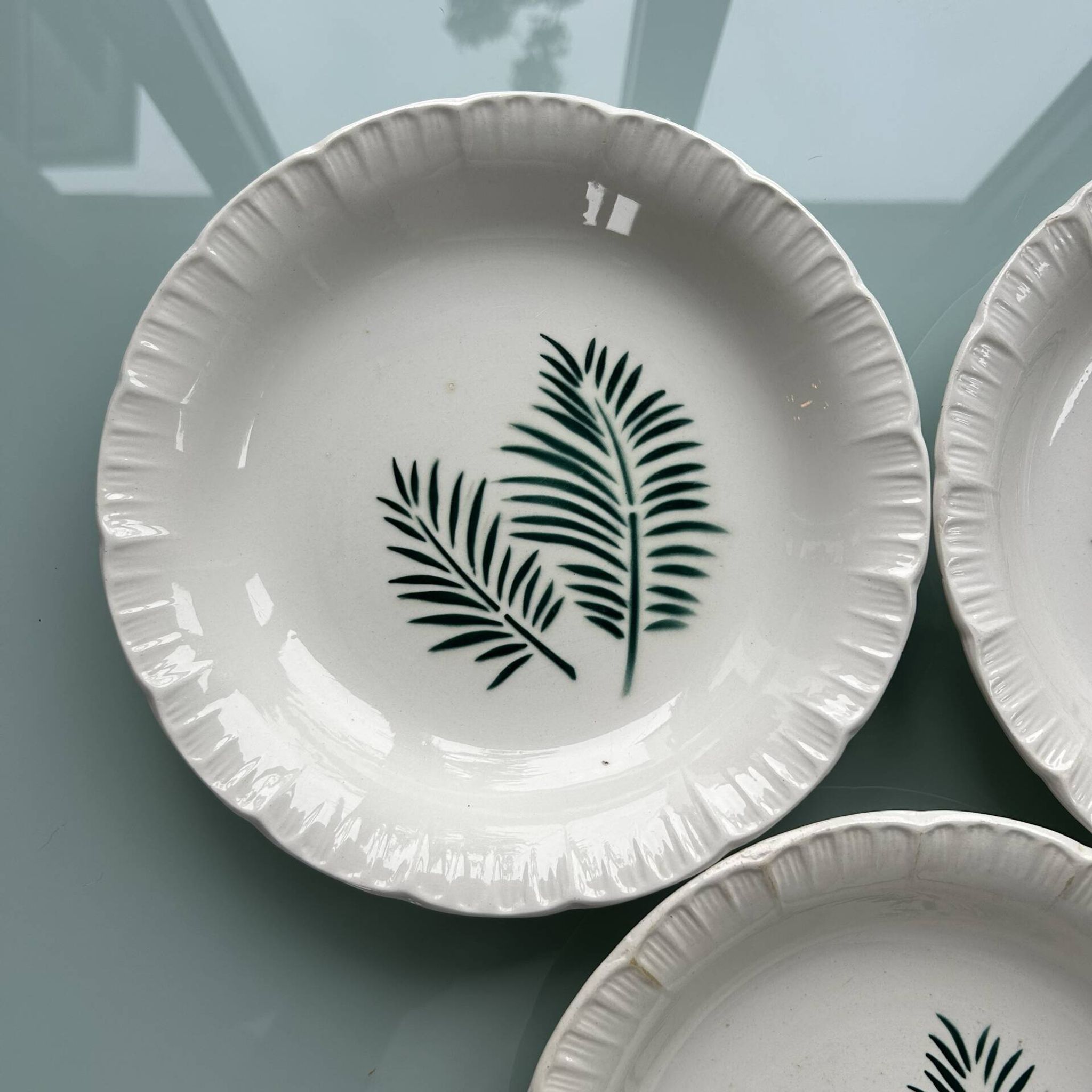 Trio d’assiettes palmes Digoin