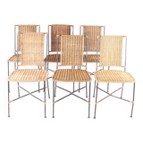 Set of 6 wicker and iron chairs