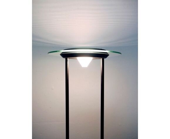 Postmodern 1980s Halogen Floor Lamp Black Lacquered Metal Structure With Glass Light Diffusor Selency Postmodern 1980s Halogen Floor Lamp, Halogen Floor Lamp