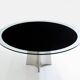 Table by Luigi Saccardo for Maison Jansen brushed steel black glass 1970