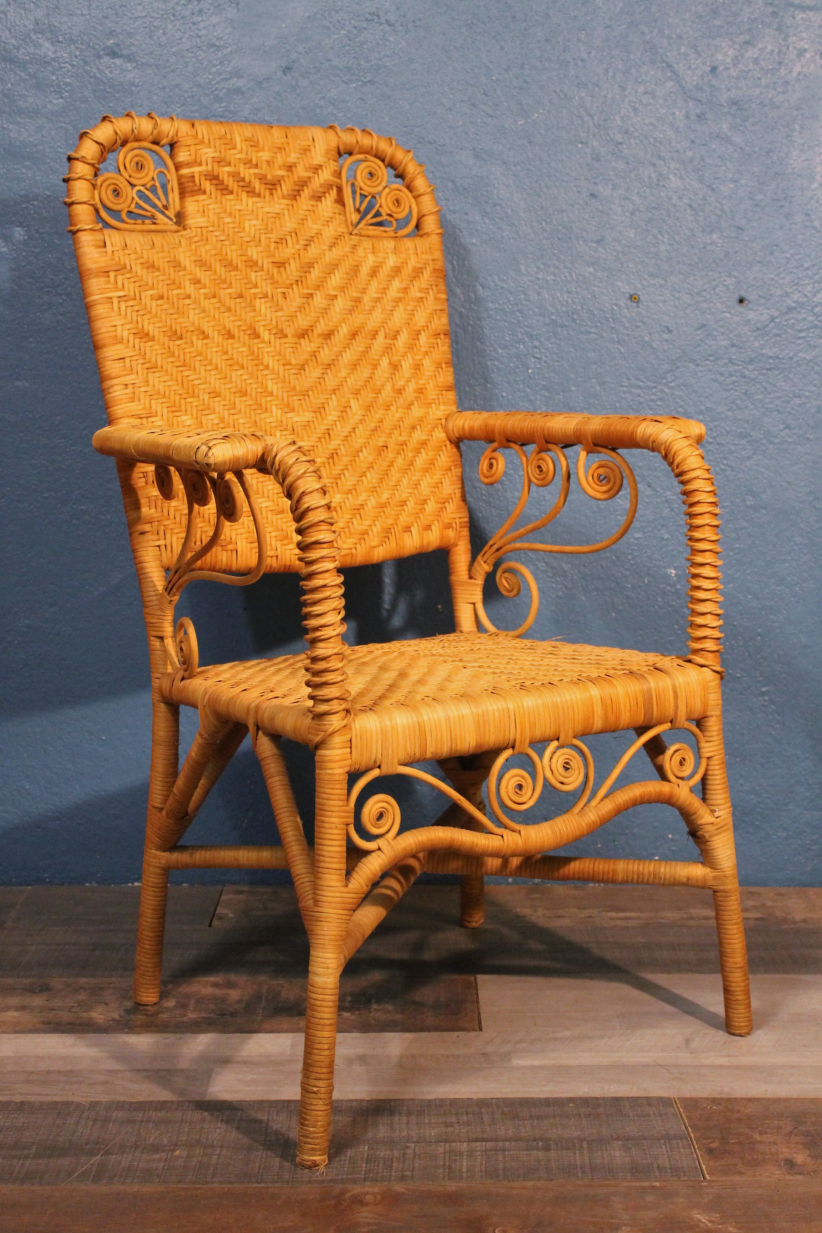 Pair of rattan armchairs "Peacock" 1970