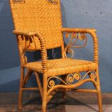 Paire de fauteuils rotin "peacock" 1970