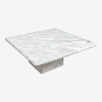 Table basse carrée vintage en marbre italien Carrera, années 1970