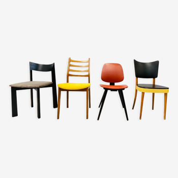 Four colourful chairs