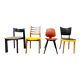 Four colourful chairs