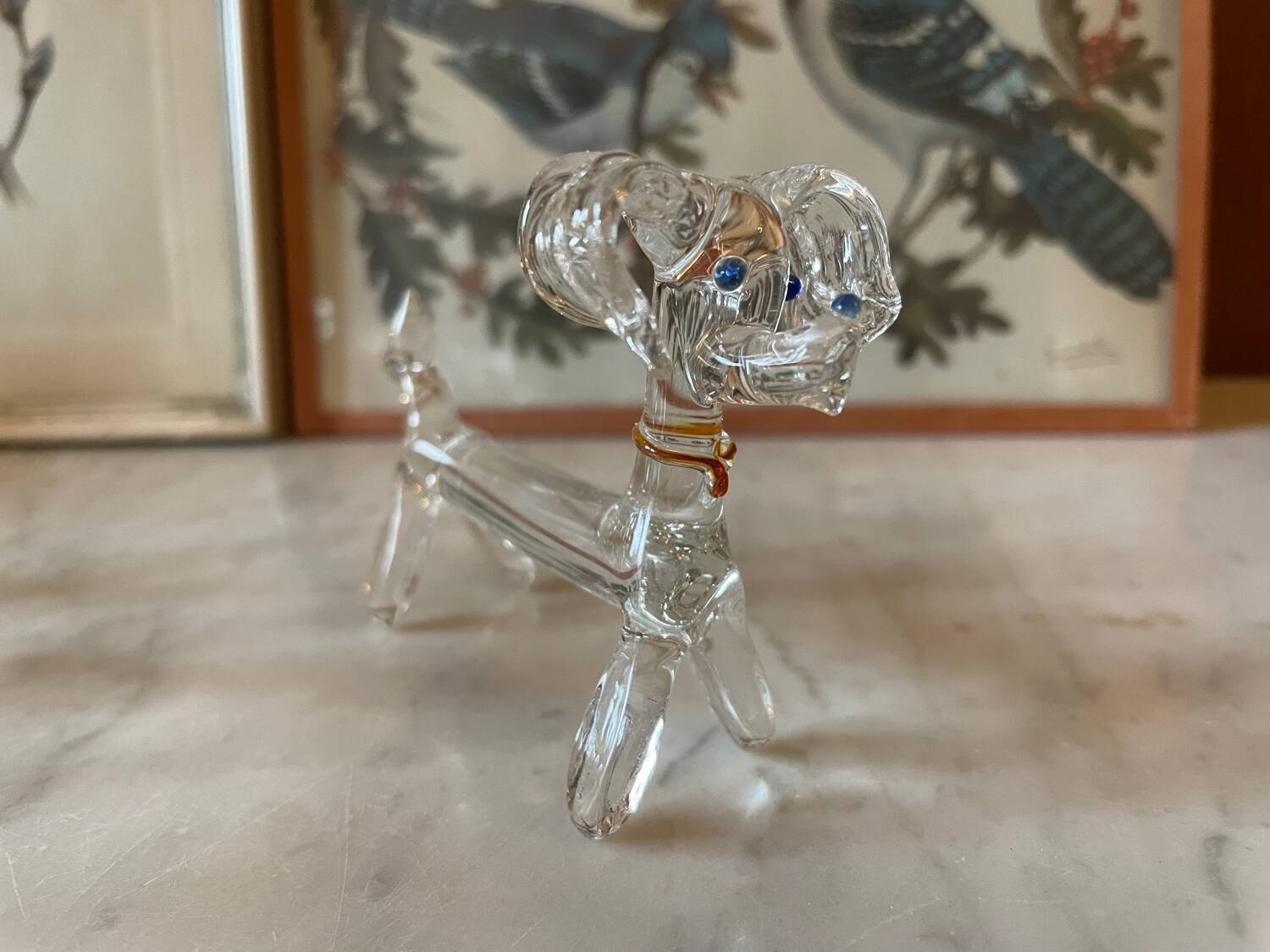 Blown glass dog knife holder