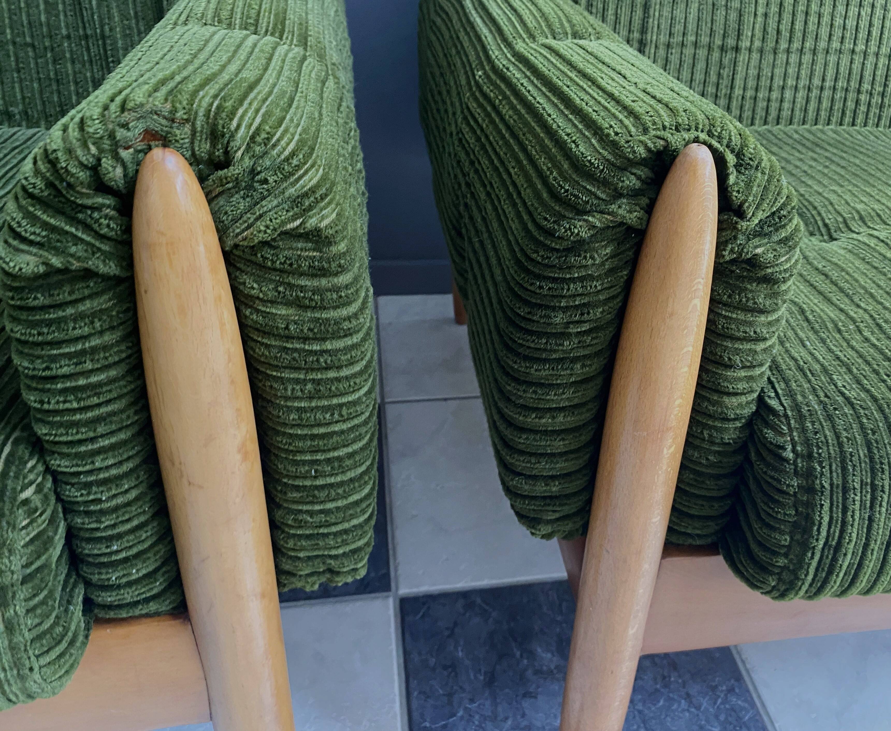 Set of 2 green relax chairs 1960s