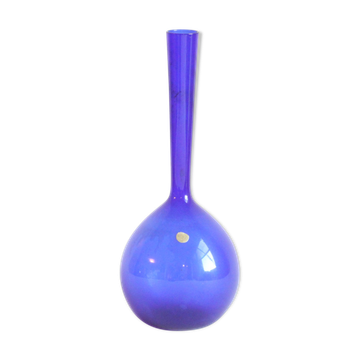 Vase à bourgeons bleu cobalt par Arthur Percy pour Gullaskruf Glasbruk, Suède années 1950.