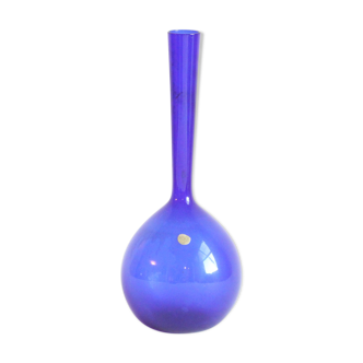 Vase à bourgeons bleu cobalt par Arthur Percy pour Gullaskruf Glasbruk, Suède années 1950.