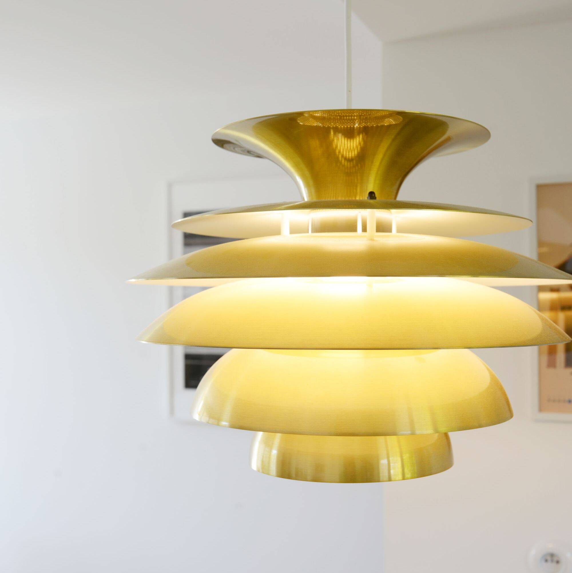 Golden vintage lamp, Denmark 1970s