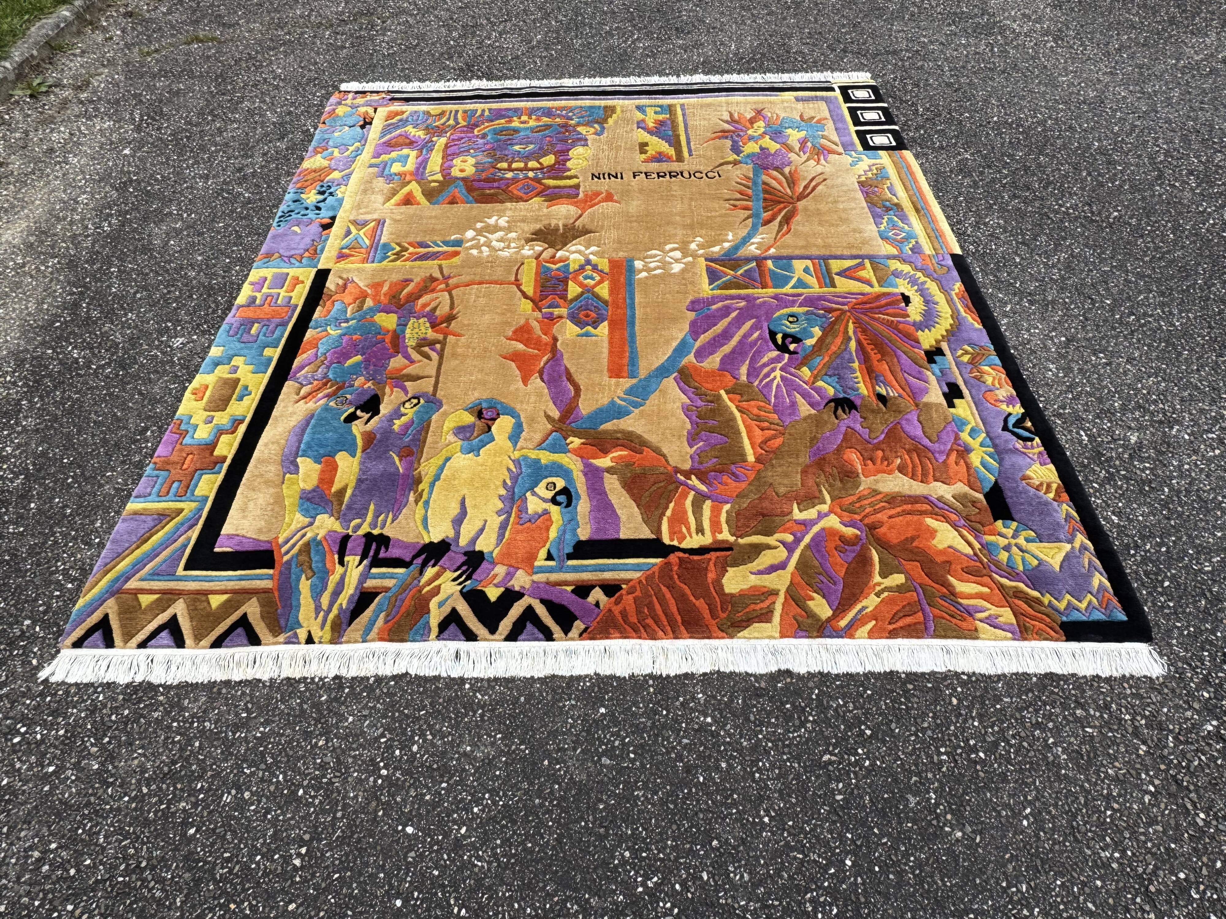 Modern rug signed nini ferrucci 240x205 cm