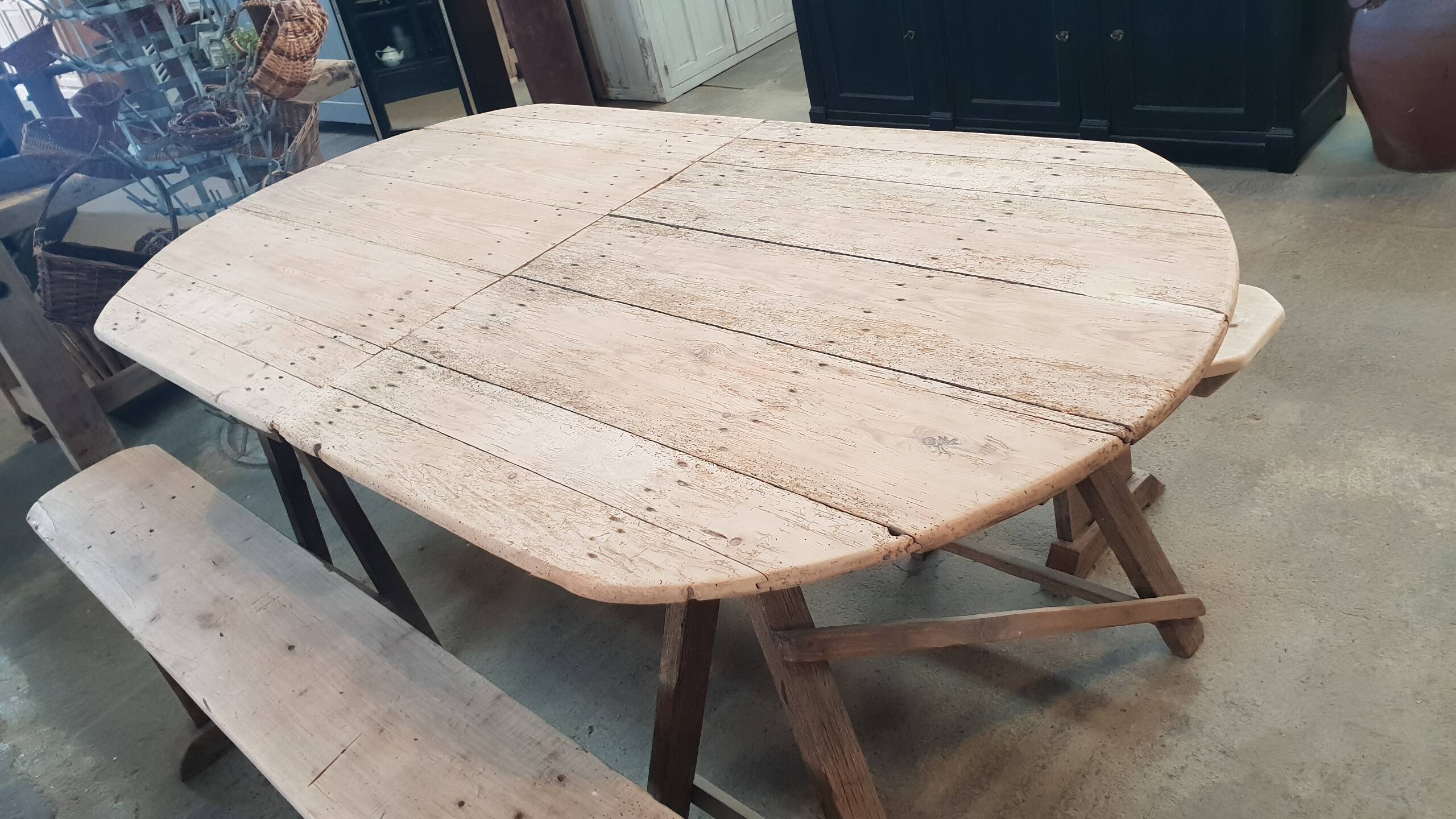 Old table on trestles