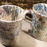 4 enameled ceramic mugs