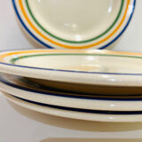 4 striped earthenware plates made in Romania