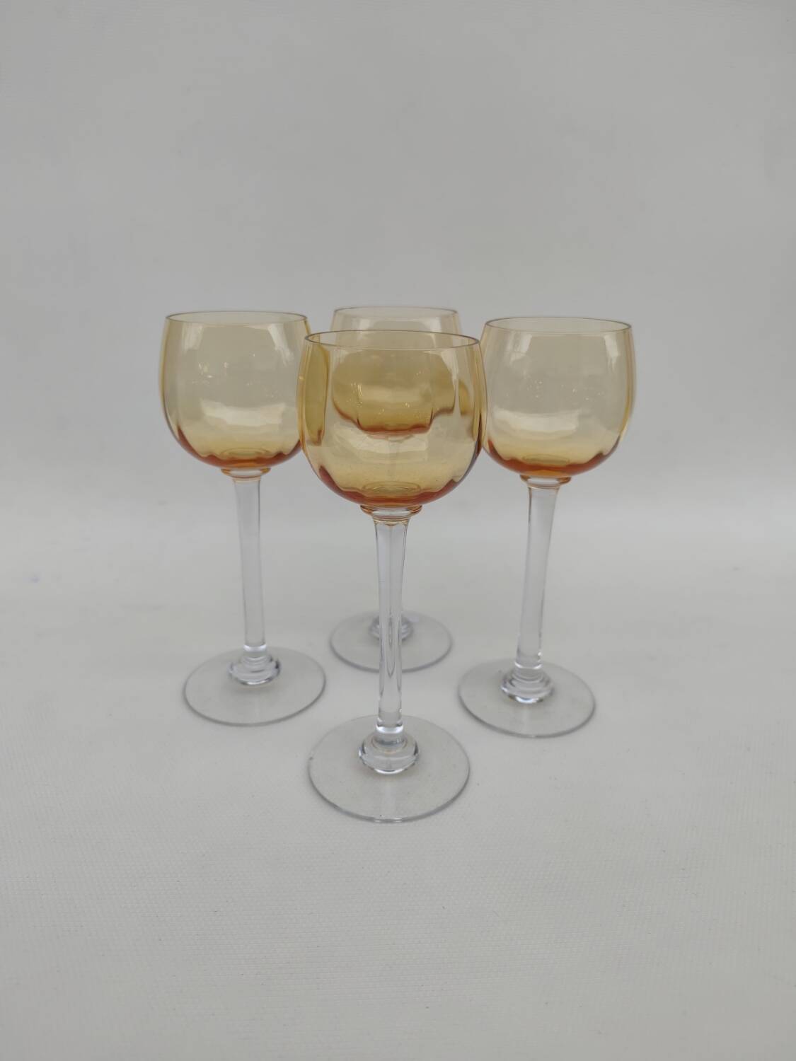 4 amber crystal glasses, first half of the 20th century.