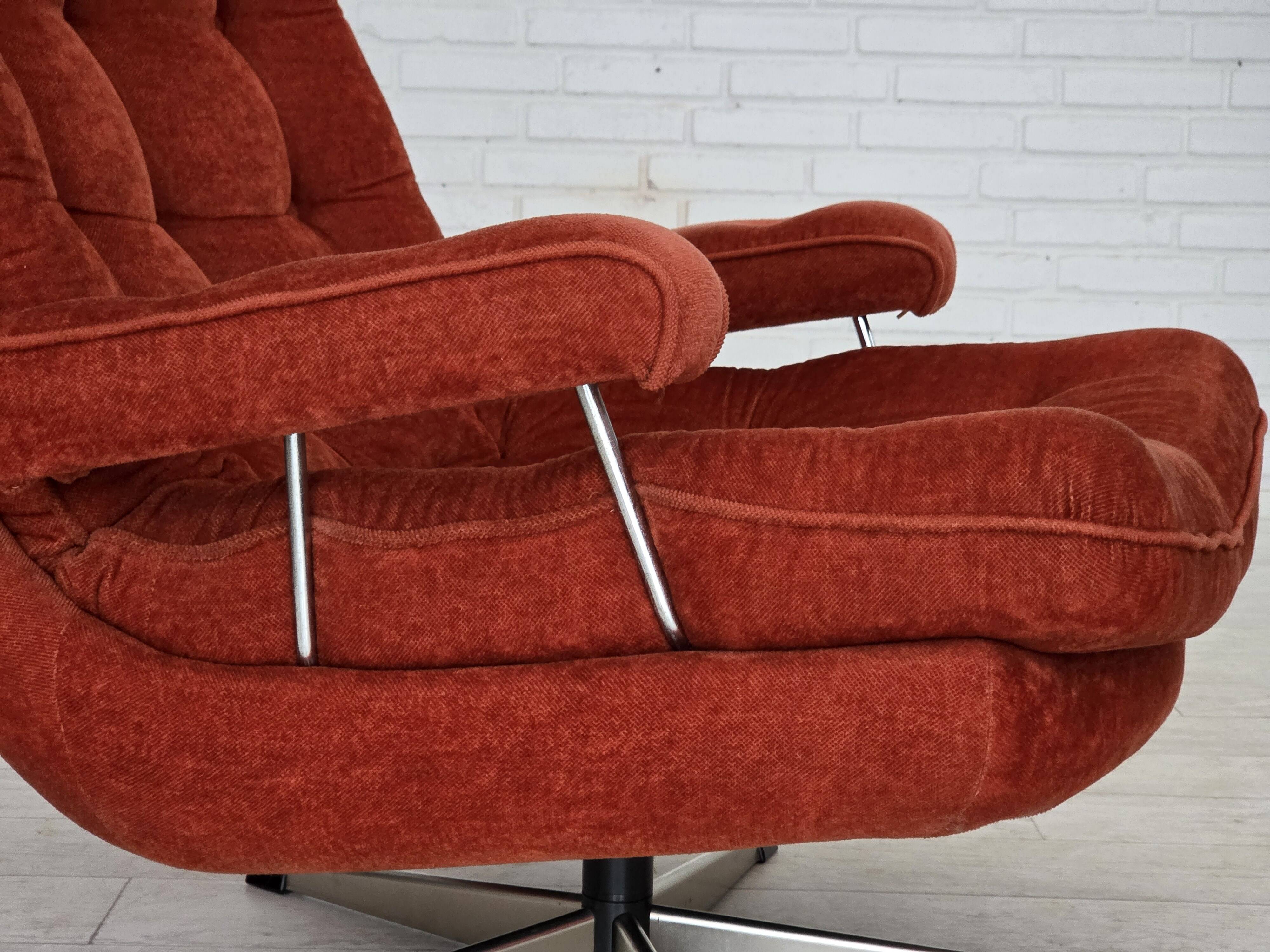 1970s, Swedish swivel armchair by Ulferts Sweden, furniture velour.