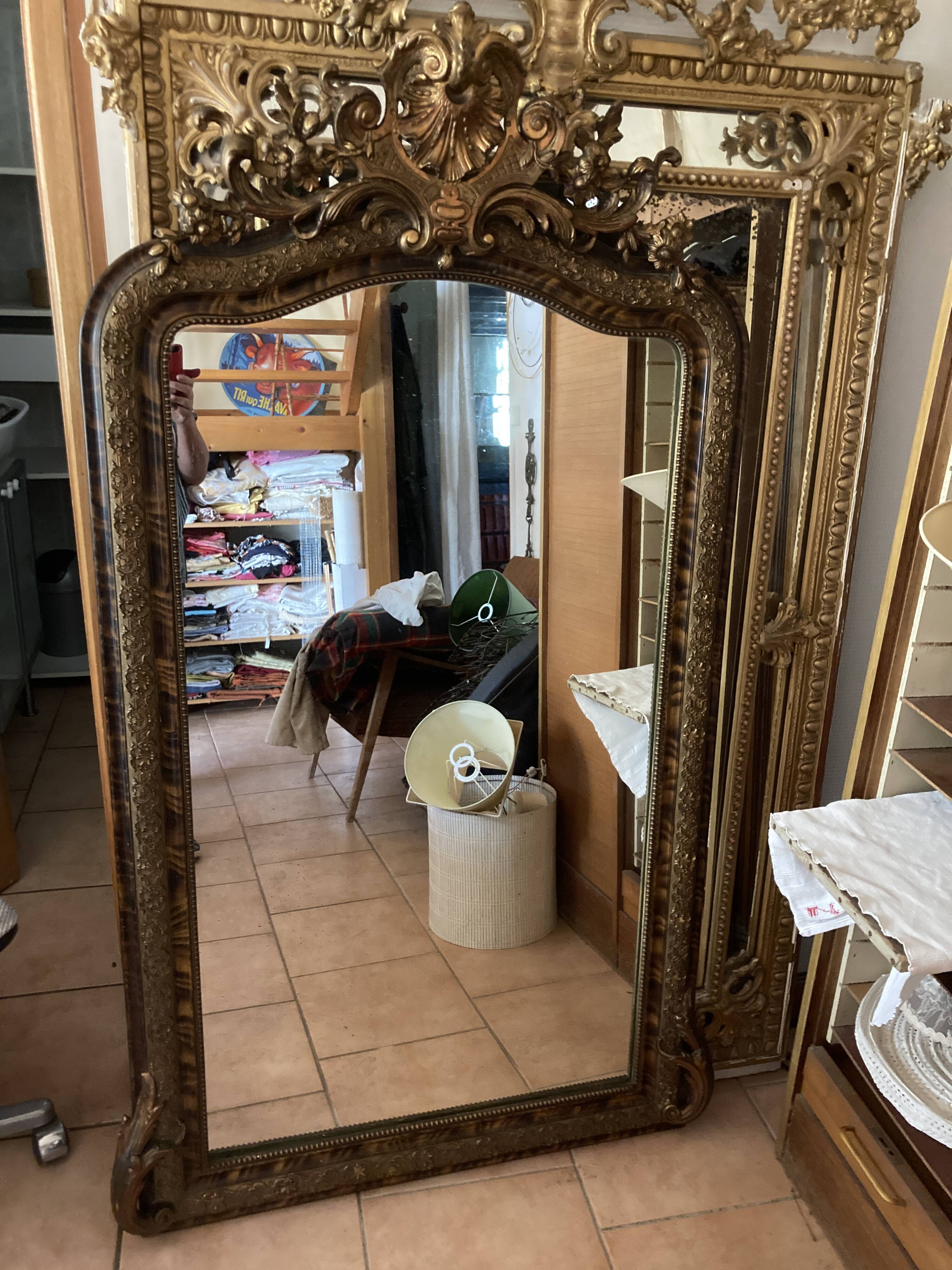 Baroque mirror 19th century gilded  84x156cm