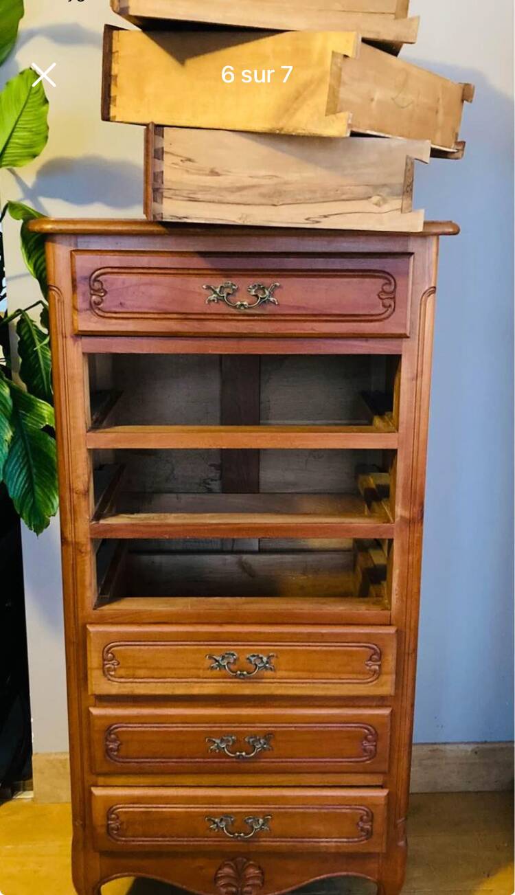 St Louis XV weekly mid-20th century in solid cherry wood, French made.