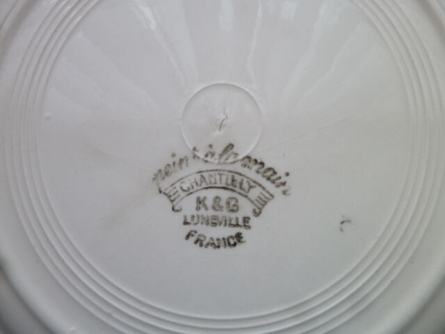 Set de 5 assiettes plates en faïence de Lunéville KG  Modèle Chantilly