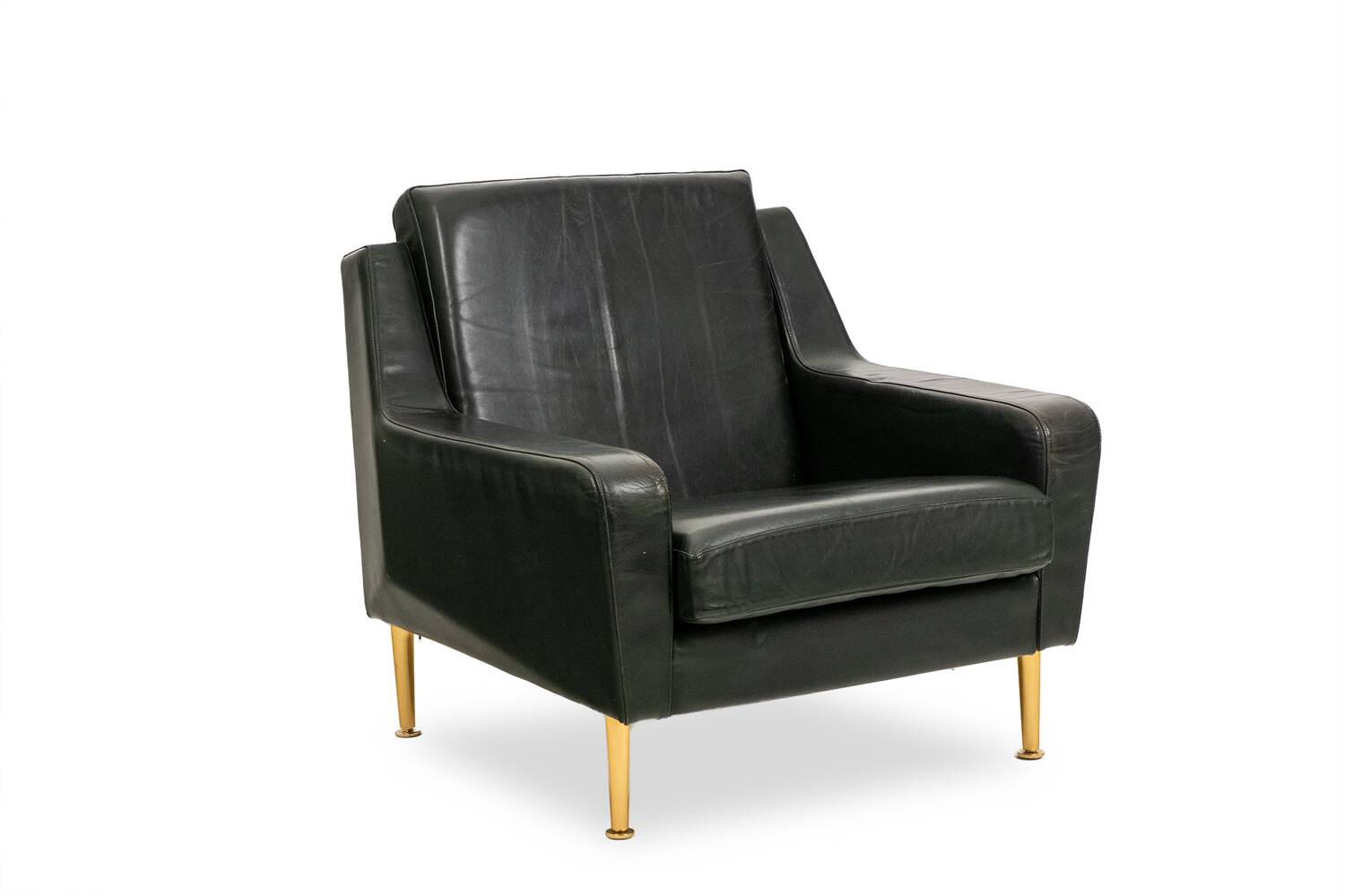 Airborne. Paire de fauteuils en cuir vert. Années 1950.