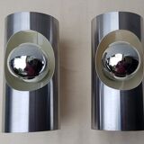 70's metal cylindrical wall sconces
