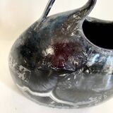 Iridescent ceramic vase with handles