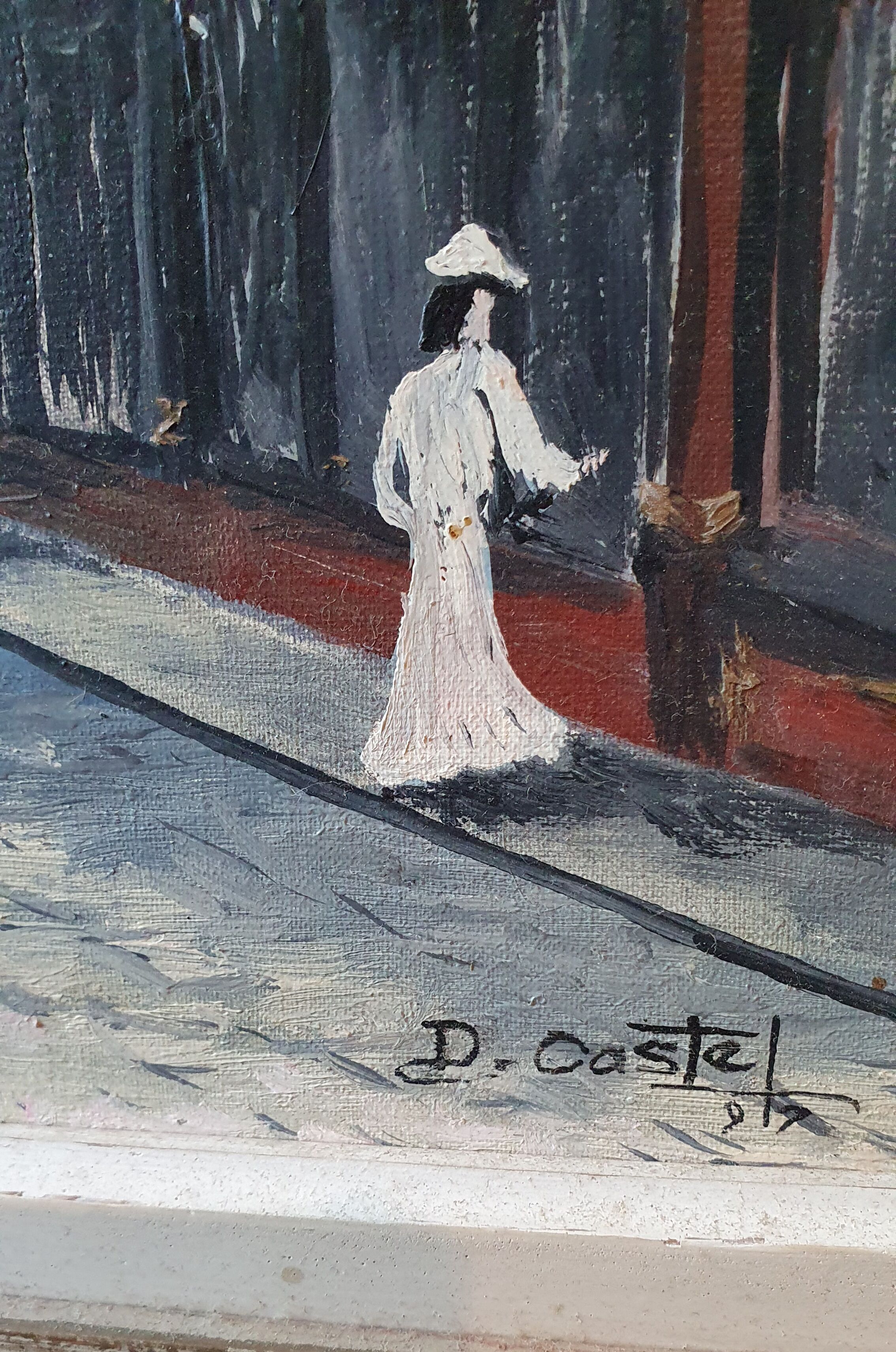 Huile sur toile rue Gros horloge à Rouen