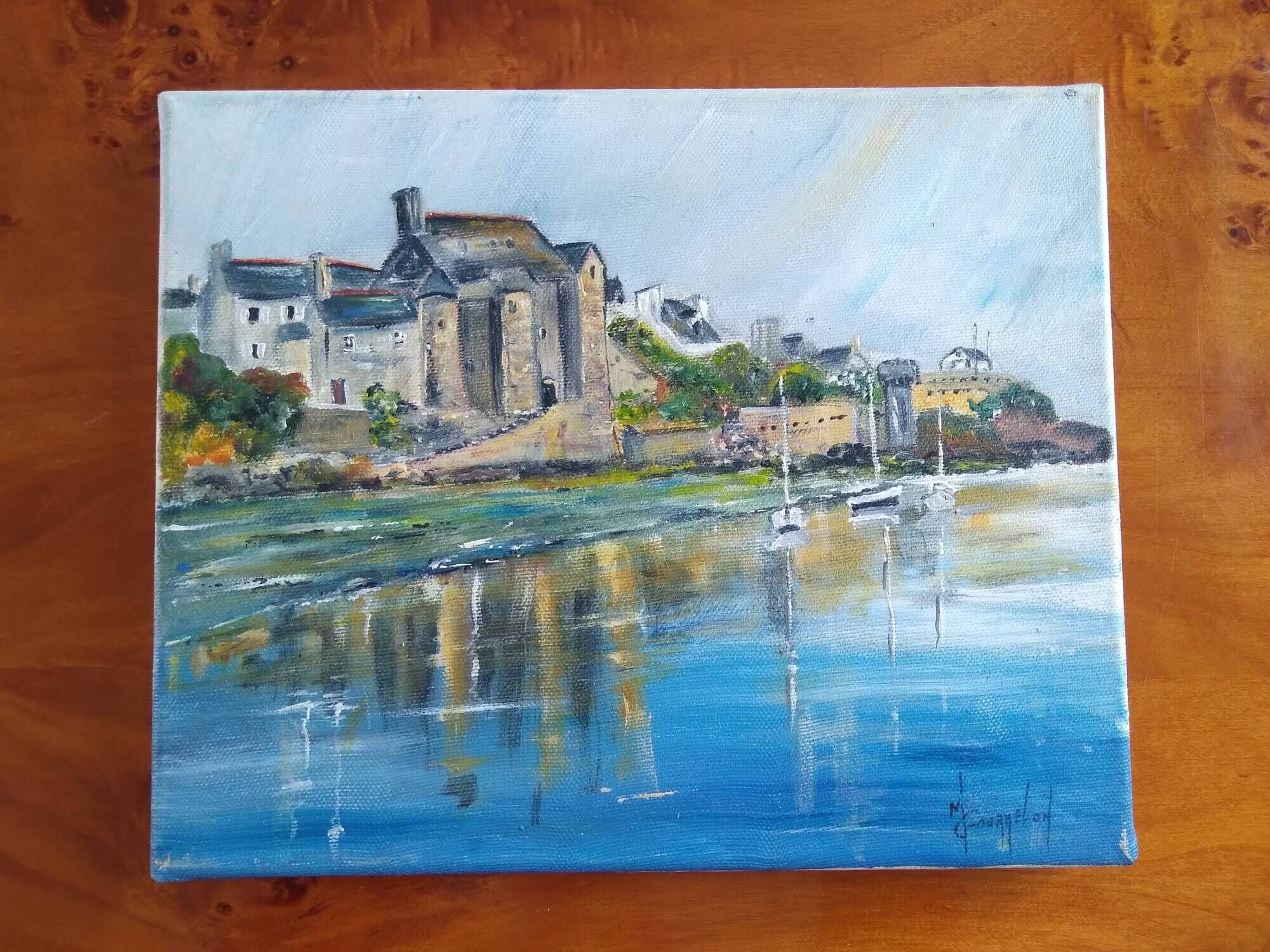 Oil on canvas marine painting Le conquet Breton