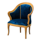 Poltroncina vintage in legno massello velluto blu anni ’50 modernariato